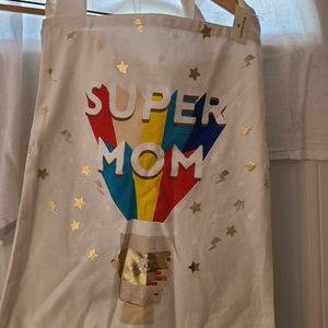 World Market Canvas Bag large white Super Mom tote